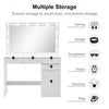 White Dressing Table with LED Lights Mirror Stool Drawers Vanity Makeup Desk Set