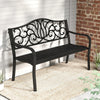 Patio Bench 127CM Outdoor Garden Bench with Armrests Black
