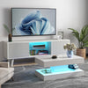 High Gloss LED Coffee Table Modern White Marble 2 Tiers Rectangle Tea Table
