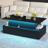 Black LED Lift Top Coffee Table w/ Drawers, Hidden Storage Living Room Furniture