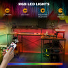 L Shaped Desk with LED Lights and Power Outlets 150cm Gaming Desk with Storage