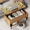 Lift Top Coffee Table Center Table with Open Storage Shelves-Natural