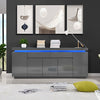 Odessa Grey High Gloss Sideboard With 5 Door 2 Drawer And LED