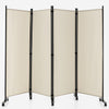 4 Panel Room Divider Folding Privacy Dividers Room Partition on Wheels-White