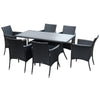 6 Seater Rattan Dining Set with Cushions, Garden Furniture Set, Black