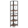 5 tier Corner Bookshelf 160 CM Tall Corner Storage Shelves-Coffee