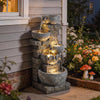 5 Tiers Outdoor Water Fountain with LED Lights for Garden, Mixed