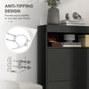 Wall Mounted or Freestanding Shoe Cabinet with 2 Flip Drawers, Black