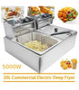 20L Commercial Electric Deep Fryer Fat Chip Twin Dual Tank Stainless Steel 12L