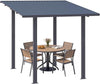 2.4x3.6m Metal Lean-to Gazebo Wall Mounted Iron Hardtop Pergola Heavy Duty