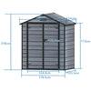 6X4.4FT Plastic Garden Shed Apex with Floor Window Lockable Door Wood Grain Grey