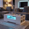 Led Coffee Table with 2 Drawer Storage, High Gloss Coffee Table for Living Room