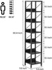 Narrow Bookshelf Bookcase 6 Tier Storage Rack Corner Display Shelf Metal Frame