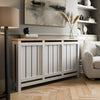 Radiator Cover White Modern Vertical Slat Shelves MDF Cabinet Shelf Large