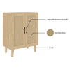 Wooden Storage Cabinet with Rattan Decorating Buffet Sideboard Accent Cabinet