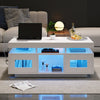 White High Gloss Coffee Table with LED Lights, 2 Doors & Storage, 100x50x43cm
