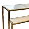 2 Tier Sintered Stone Console Table w/ Gold Frame Hallway Living Room Furniture