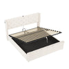 King Bed Storage Bed Frame w/ Diamond Tufted Headboard, USB-C Charging, Beige
