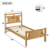 3ft Single Bed Frame 90x190cm with Rattan Headboard and Sturdy Slats, Natural
