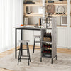 3PCS Bar Table & 2 Stool Industrial Kitchen Dining Set W/ Wine Rack Glass Holder