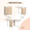 Folding Table Computer Desk with Storage Shelves Oak, White Home Office