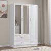 High Gloss Wooden 3 Door Wardrobe with Drawers and Mirror Bedroom Storage