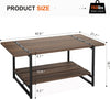 Metal Frame Center Table 2-Tier Farmhouse 41'' Large Coffee Table with Storage