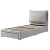 Single Upholstered Bed Frame 3ft Bed Frame with Headboard, Drawer & Wood Slats