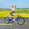24 Inch Adult Trike Tricycle Bike 7-Speed 3 Wheels Cruiser Bicycle with Basket