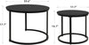 Nesting Coffee Tables Set of 2, Black Round Modern Side Tables with Metal Frame