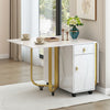 Folding Dining Table Rolling Drop Leaf Table with Drawers Cabinet Kitchen Table