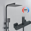 Black Bathroom Thermostatic Exposed Shower Mixer Twin head Large Square Bar Set
