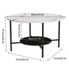 Glossy Round Coffee Table Accent Center Table Sintered Stone Sofa Side Desk