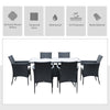 6 Seater Rattan Dining Set with Cushions, Garden Furniture Set, Black