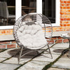 Egg Chair with Soft Cushion Steel Garden Basket Chair for Outdoor, Light Grey