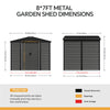 Garden Shed 8 X 7FT Metal Apex Roof With Free Foundation Base Storage House Grey