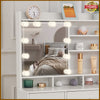 White Dressing Table Vanity Makeup Desk with LED Mirror 5 Drawers & Open Shelves