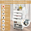 Rolling Craft Storage Cart Utility Cart w/ 3 Drawers & 3 Shelves-White
