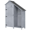 Garden Outdoor Wooden Tool Storage Shed With 3 Shelves, Firewood Rack, Grey
