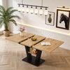 Extendable Dining Table with Marble Pattern Console Table with Cross-leg