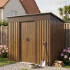 4x8FT Garden Shed Metal Pent Roof Outdoor Storage House With Free Foundation Kit