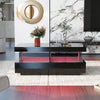 Black High Gloss Coffee Table with RGB LED Lights & Storage, 100x60cm Tea Table