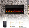Electric Fireplace Wall Mounted LED Flame Heater Remote Timer Black Modern