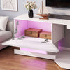 White 140CM TV Cabinet with LED Lights Entertainment Centre TV Stand Media Xfyfq