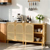 Wooden Buffet Sideboard Rattan Storage Cabinet Display Organiser Cupboard 2 Door