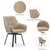 2x Beige Swivel Dining Chairs Faux Leather Padded Seat Dining Room Chair Modern