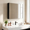 Wooden Hanging 2-Tier Storage Cabinet Medicine Cabinet with Mirror