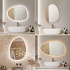 Bathroom Mirror with LED Lights Touch Dimmable Demister Irregular Wall Mounted