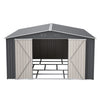 12x14FT Galvanized Metal Garden Shed Lockable Door Tool Storage shed, Grey