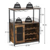 Modern 3Tier Bar Cabinet with Removable Rack & Mesh Door,Adjustable Shelves